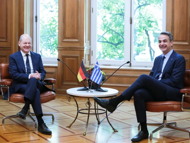 Ο Κυριάκος Μητσοτάκης και ο Γερμανός καγκελάριος Όλαφ Σολτς
