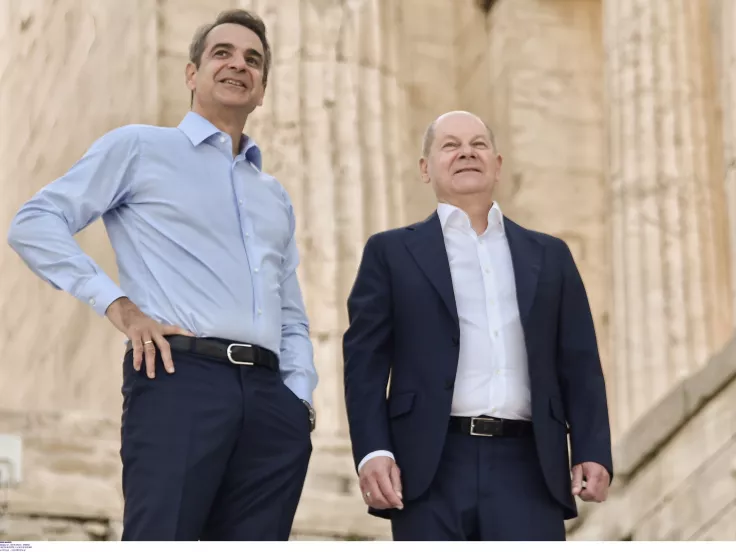 Ο Κυριάκος Μητσοτάκης και ο Γερμανός καγκελάριος Όλαφ Σολτς
