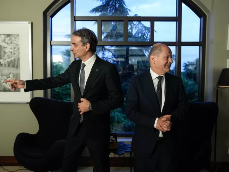 O Κυριάκος Μητσοτάκης με τον Γερμανό Καγκελάριο Όλαφ Σολτς