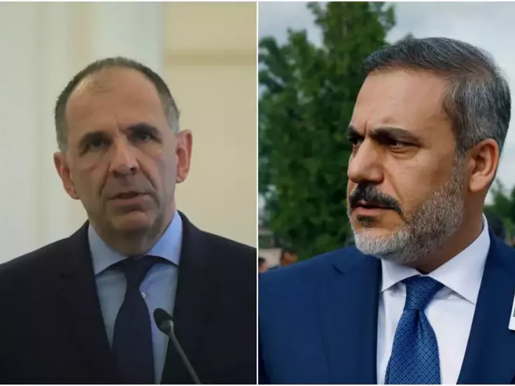  Γιώργος Γεραπετρίτης και ο Χακάν Φιντάν (EUROKINISSI/Associated Press)