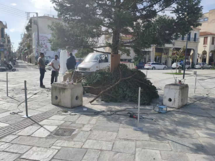 Καλαμάτα: Έκλεισαν τον οδηγό όδευσης τυφλών με... χριστουγεννιάτικο δέντρο