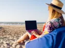 working from the beach