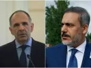  Γιώργος Γεραπετρίτης και ο Χακάν Φιντάν (EUROKINISSI/Associated Press)