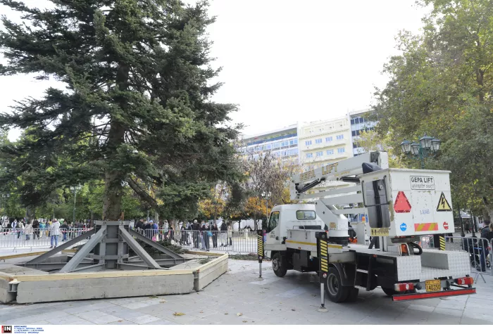 Στήθηκε στο Σύνταγμα χριστουγεννιάτικο δέντρο 20 μέτρων