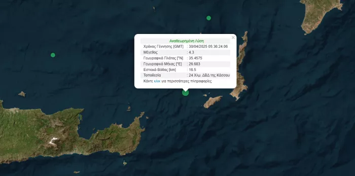 Σεισμός 4,3 Ρίχτερ «κούνησε» την Κάσο