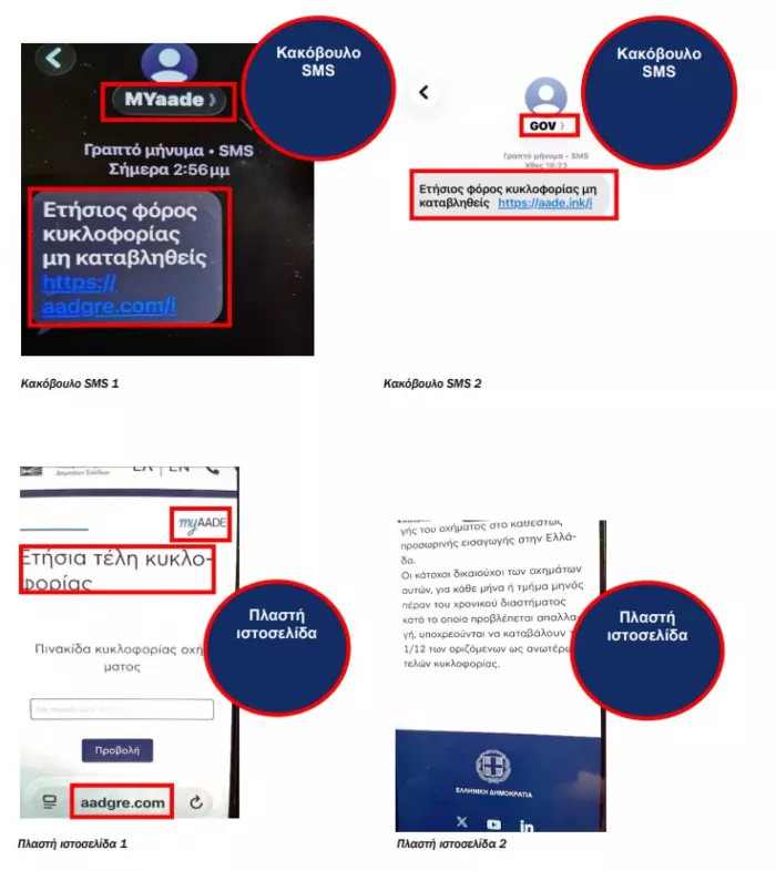 Προσοχή σε παραπλανητικά μηνύματα για τέλη κυκλοφορίας – Τι αναφέρει η ΑΑΔΕ