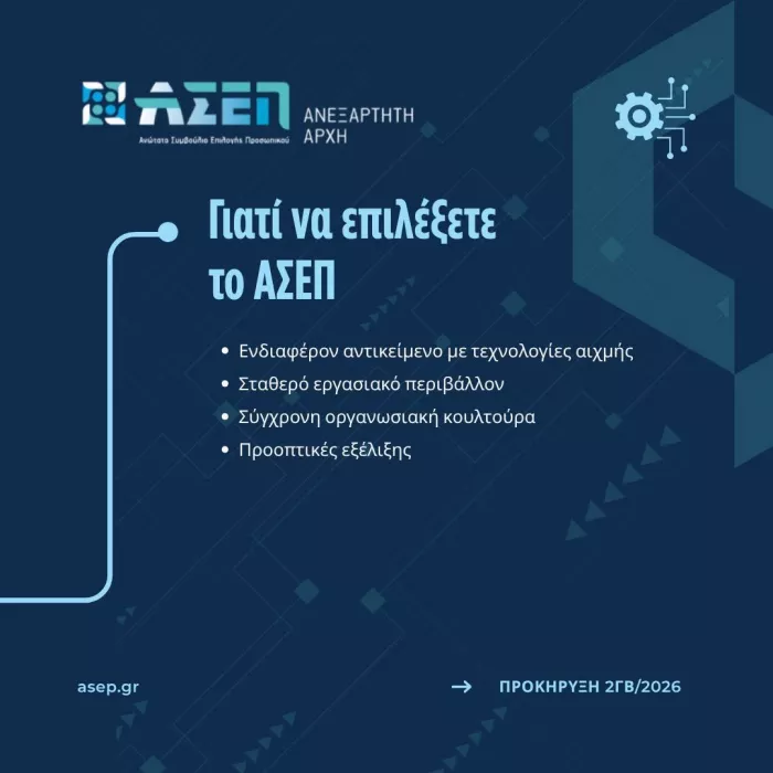 Παπαϊωάννου για θέσεις στο ΑΣΕΠ μέσω της 2ΓΒ/2026: «Πεδίον δόξης λαμπρό»